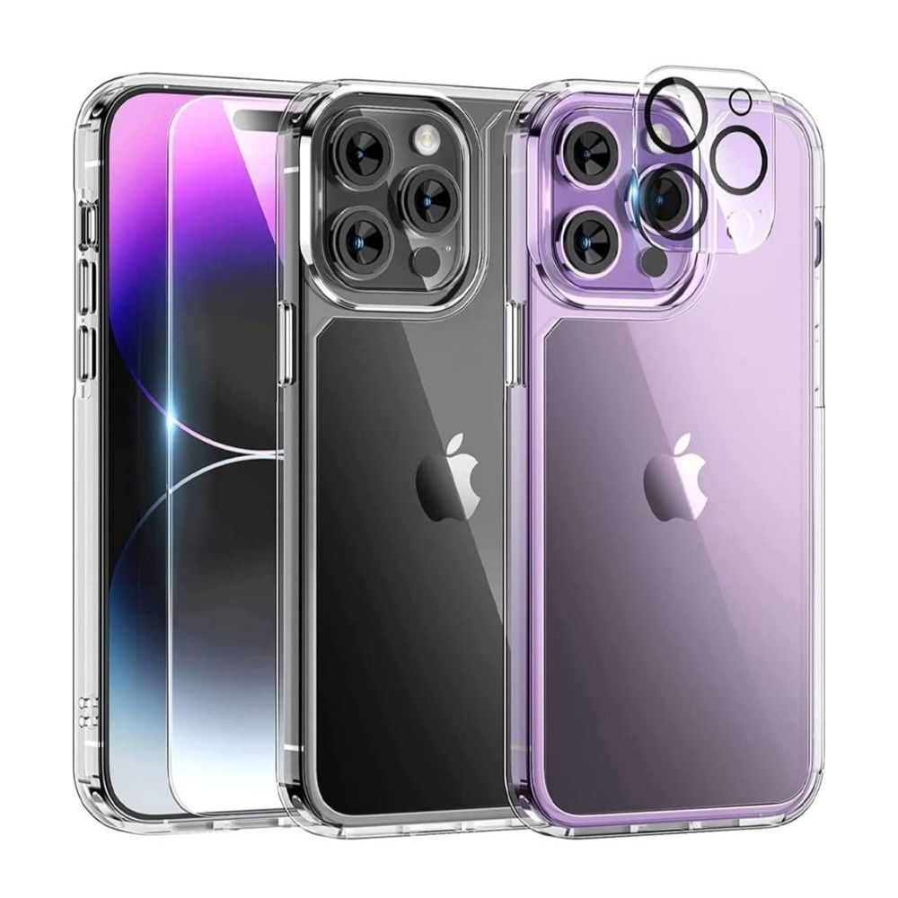 TAURI for iPhone 14 Pro Max Case, [5 in 1] 1X Clear Case [Not-Yellowing] with 2X